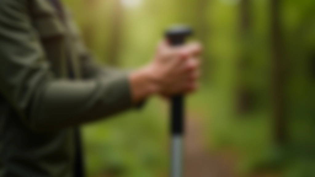 Close-up of proper walking pole grip and hand position showing correct finger placement and wrist alignment during hiking